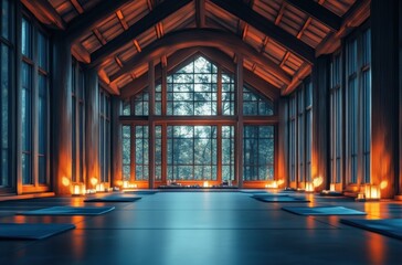 Serene Yoga Studio with Forest View
