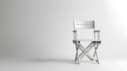 Ergonomic Metal White Director Chair with Canvas Seat for Professional Makeup Artists and Salon Use Lightweight and Durable