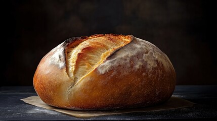 Loaf of bread isolated on a dark background