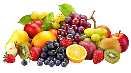 Bunch of fresh colorful fruits. On transparent background. PNG