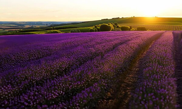 Blossoming lavender fields Video hyperrealistic