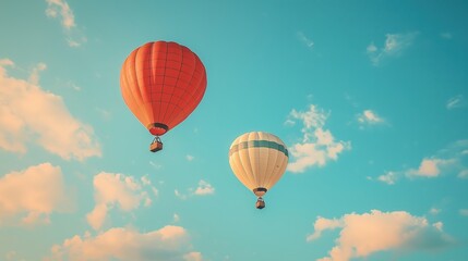 Obraz premium Hot air balloons floating in the sky