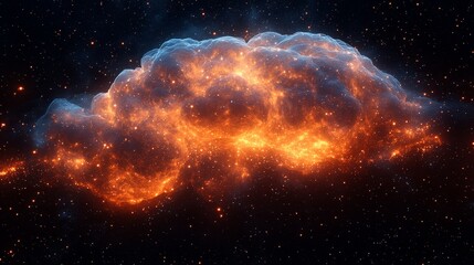 Obraz premium A glowing nebula shaped like a human brain, symbolizing the imagination, solid background