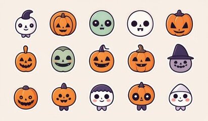 Obraz premium halloween iconic characters. halloween set icon character cute
