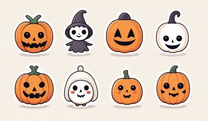 halloween iconic characters. halloween set icon character cute