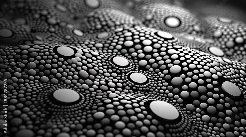 Aufkleber abstract background with dotted fractal ornament and science styled cellular mesh