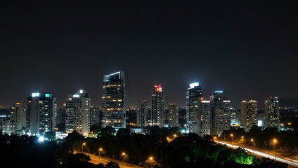 Bangalore city skyline at night—modern architecture of Silicon Valley.