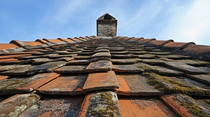 Roofing in historic preservation, with experts carefully restoring the roof of a centuries-old building using traditional methods