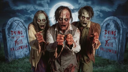 Fototapeta premium Eerie Excitement Halloween Postcard Wishes