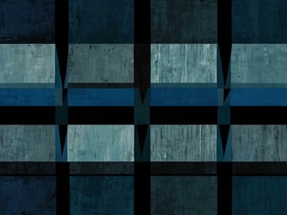 Blue and black geometric abstract art.