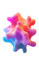 Obraz premium Colorful abstract organic shape design featuring fluid curves and vibrant gradient colors. Perfect for futuristic and creative visual concepts. Isolated on transparent background, png.
