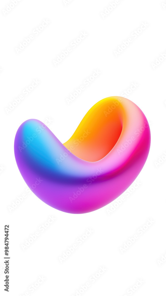 Aufkleber vibrant gradient 3d shape design with smooth curves and bold colors like pink, orange, and blue. abs