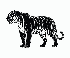 Fototapeta premium Wild animal tiger silhouette EPS vector isolated illustration template on a white background
