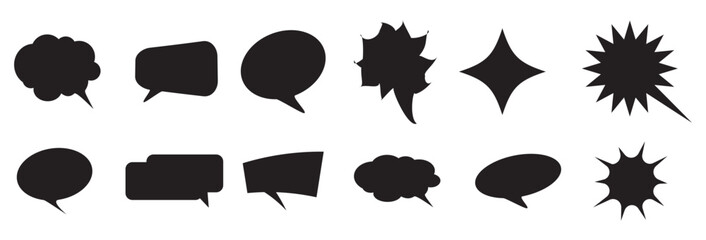 Set of comic speech bubble. Cartoon vector illustration. Blank talk bubbles. Cloud speech bubbles collection.