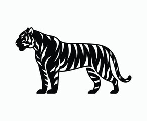 Wild animal tiger silhouette EPS vector isolated illustration template on a white background