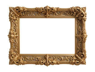 Golden frame in baroque style isolated on transparent background
