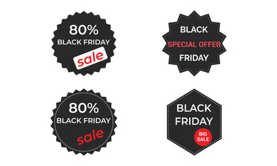 Black Friday badges, label, tags for sale and promotion. vector illustration.