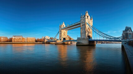 Obraz premium London's famous Tower Bridge, with the River Thames flowing beneath on a clear day