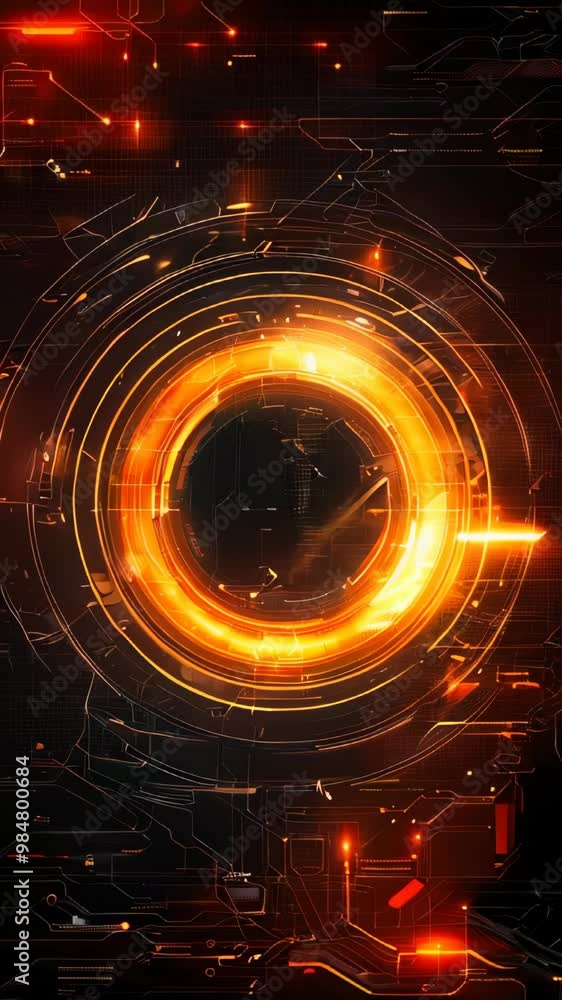 Poster abstract futuristic digital background with circular elements and glowing lights