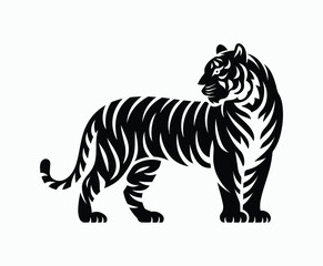Wild animal tiger silhouette EPS vector isolated illustration template on a white background