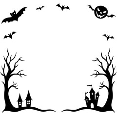 Halloween page borders, white background vector art illustration