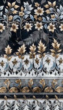 A marble surface with a floral pattern
