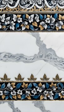 A marble surface with a floral pattern