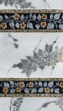 A marble surface with a floral pattern