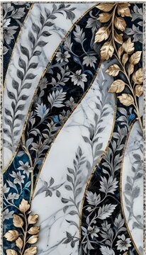 A marble surface with a floral pattern