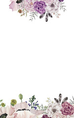 Watercolor pink floral pad design illustration with transparent background