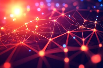 Obraz premium Vibrant Interconnected Network of Glowing Lights