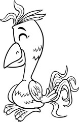happy cartoon parrot bird animal character coloring page