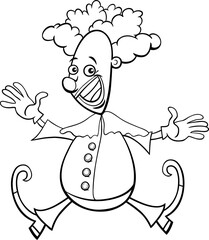 happy cartoon circus clown character coloring page