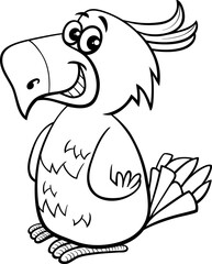 funny cartoon parrot tropical bird character coloring page