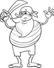 funny cartoon pirate character with sword coloring page