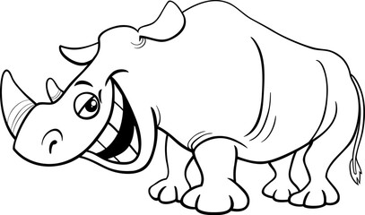 cartoon African rhinoceros animal character coloring page