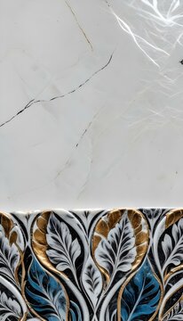 A marble surface with a floral pattern
