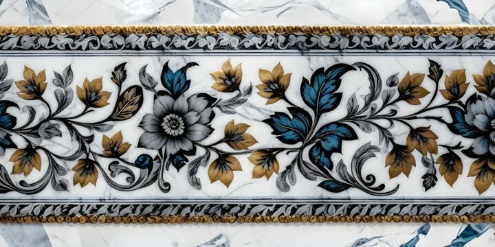 A marble surface with a floral pattern