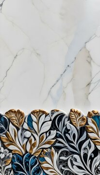 A marble surface with a floral pattern