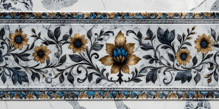 A marble surface with a floral pattern