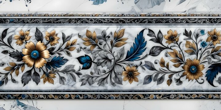 A marble surface with a floral pattern