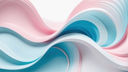 Fototapeta premium A flowing abstract design featuring soft waves in pink and blue hues.