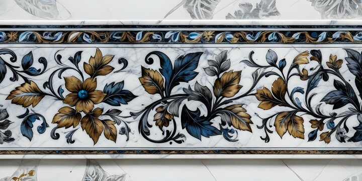 A marble surface with a floral pattern