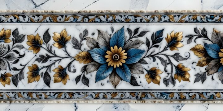 A marble surface with a floral pattern