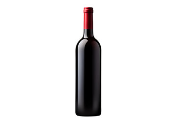 An empty blank bottle of red wine isolated on transparent background
