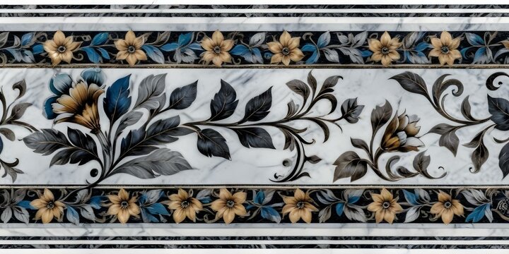 A marble surface with a floral pattern