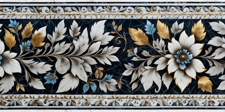 A marble surface with a floral pattern