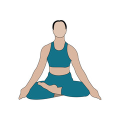 yoga lotus position vector. beautiful girl doing yoga. Meditation practice. Concept of Zen and harmony. Colored flat illustration isolated on white background vector.