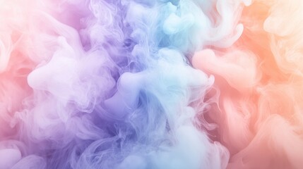 A beautiful blend of pastel-colored smoke in soft shades of lavender, mint, and peach, creating a gentle and soothing visual effect