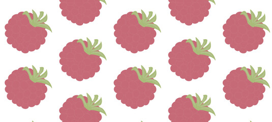 Seamless pattern raspberry berry on a white background.
